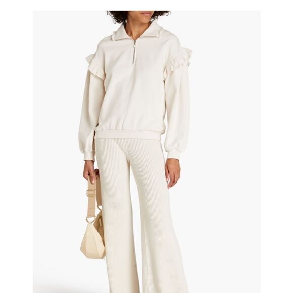 Cami NYC Margaret ruffle-trimmed Pearl Zipper French cotton-terry sweater - Picture 3 of 16